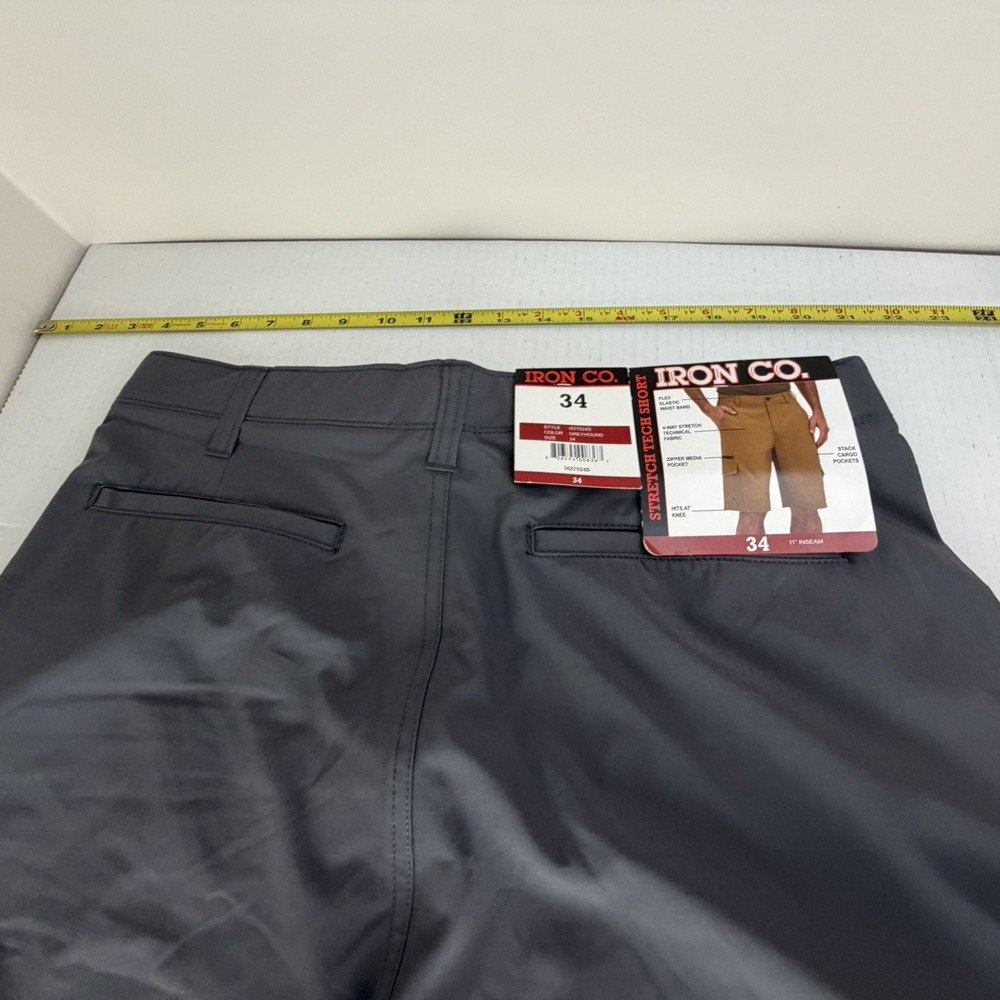 Iron Co Men's Stretch Tech Cargo Short Size 34 Greyhound Gray Sporty Golf - Picture 3 of 16